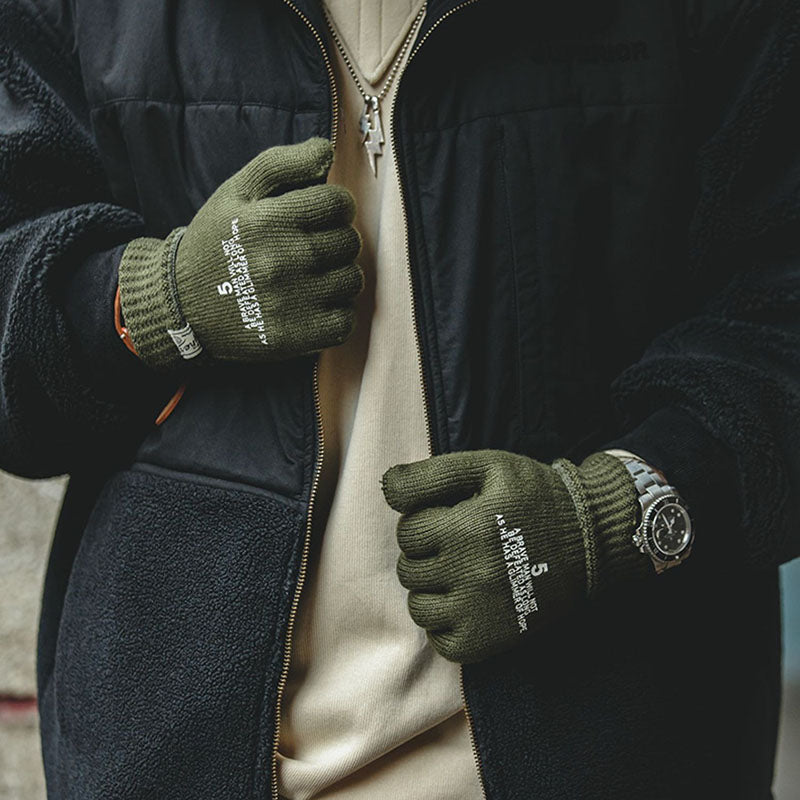 Retro Knitted Print Riding Gloves