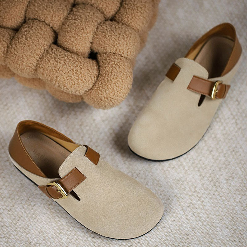 Retro Leather Large Size Flat and Soft Soles Casual Shoes