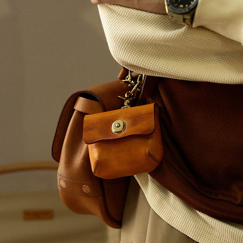 Vintage Handmade Leather Portable Buckle Bag
