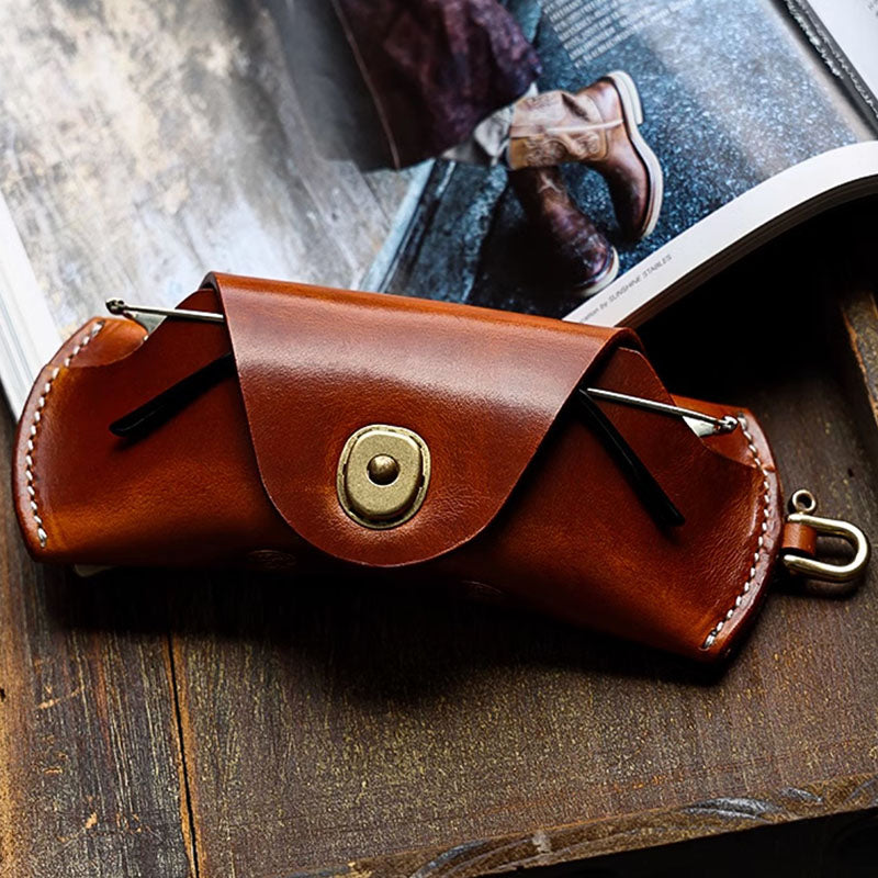 Retro Tanned Leather Glasses Case