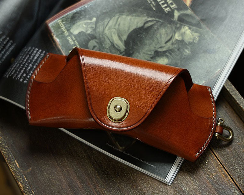 Retro Tanned Leather Glasses Case