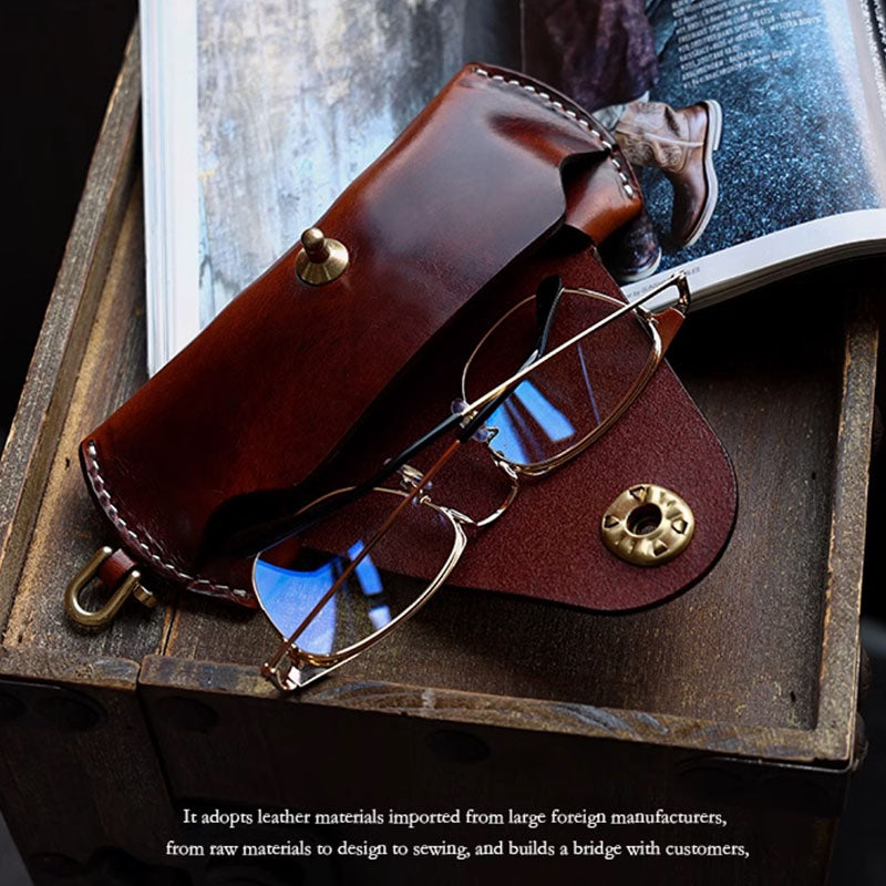 Retro Tanned Leather Glasses Case