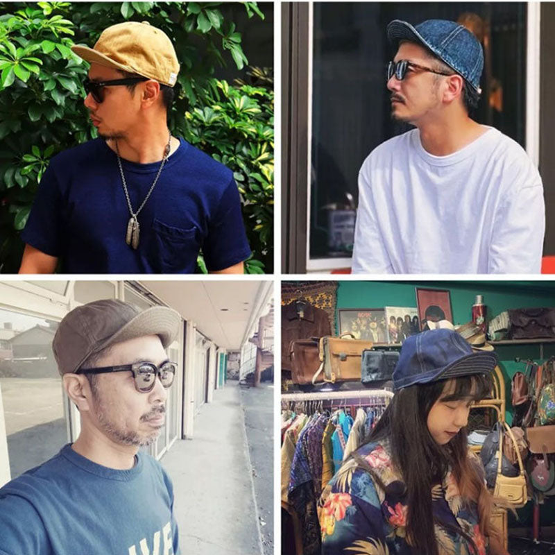Retro Flip Hat Adjustable Short Brimmed Baseball Cap