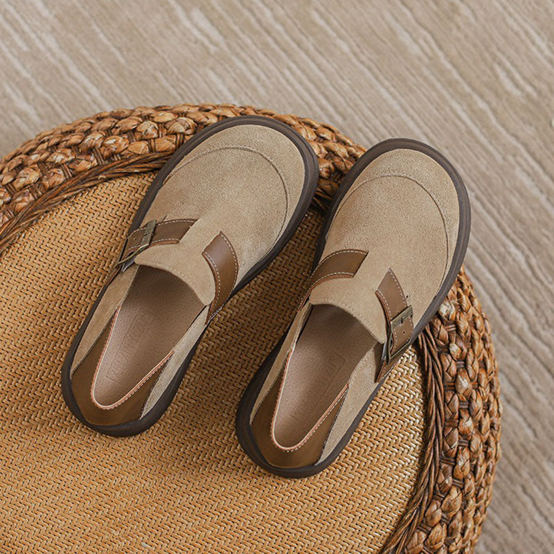 Retro Leather Thick Soles Casual Loafer Shoes