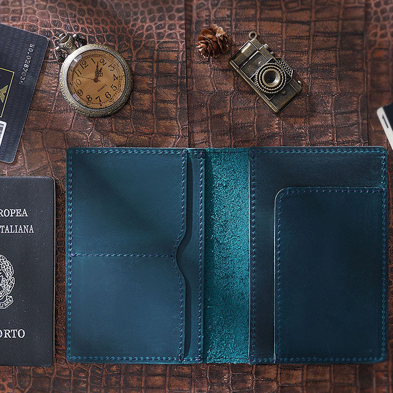 Retro Leather Handmade Passport Clip Ticket Protection Multi-function Card Holder Wallet