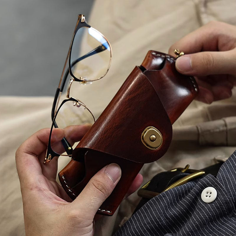 Retro Tanned Leather Glasses Case
