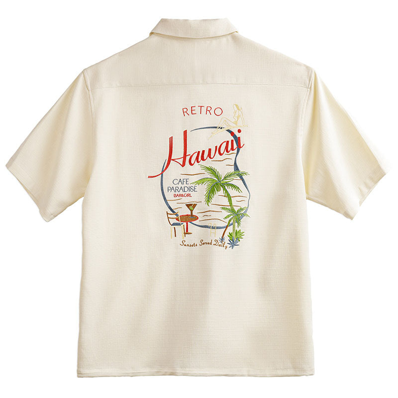 Retro Embroidered Short Sleeved Cuban Collar Casual Shirt