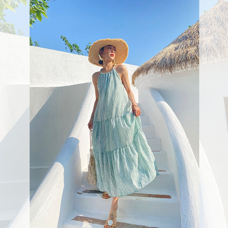 Summer Bohemian Holiday Dress Tie-dyed Beach Dress Sling Dress