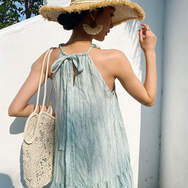 Summer Bohemian Holiday Dress Tie-dyed Beach Dress Sling Dress