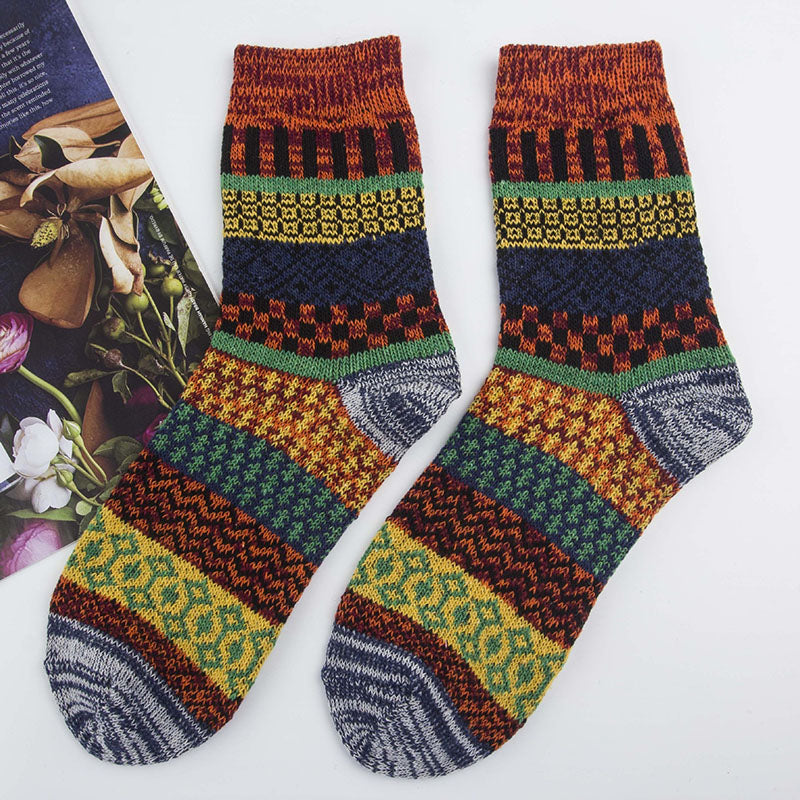 Men's Retro Ethnic Style Wool Socks（5 Pairs)