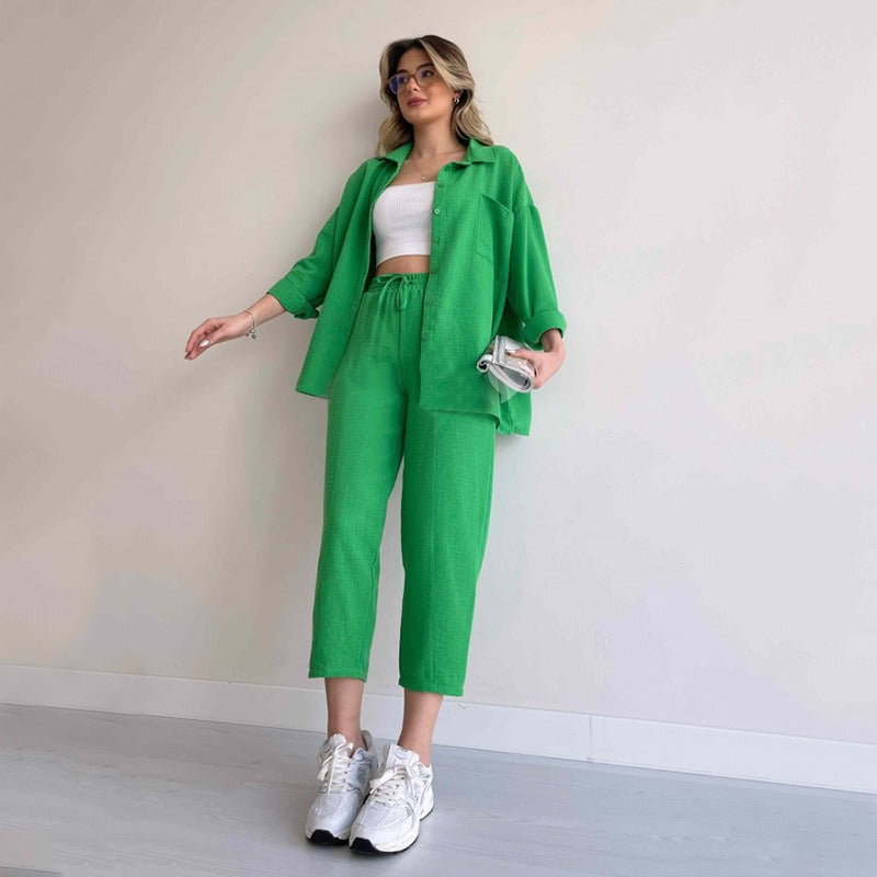 Casual Blouse Nine Sports Harlan Pants Two Piece Suit