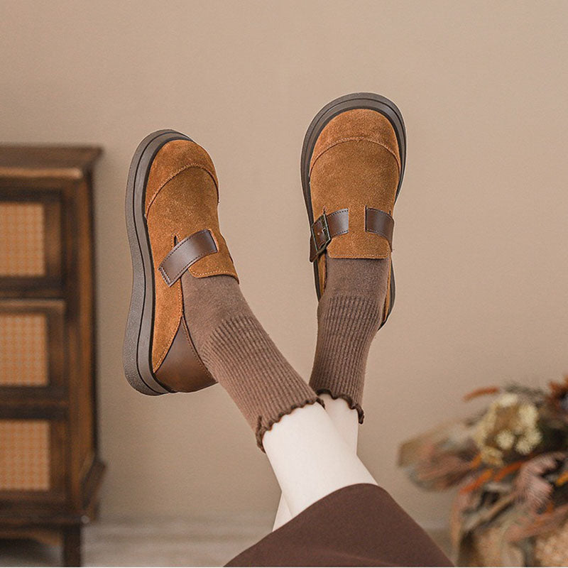 Retro Leather Thick Soles Casual Loafer Shoes