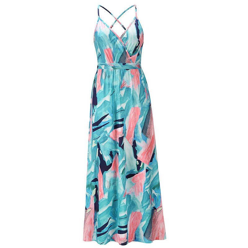 Spring and Summer New Style Dress Bohemian Flower Sling Dress