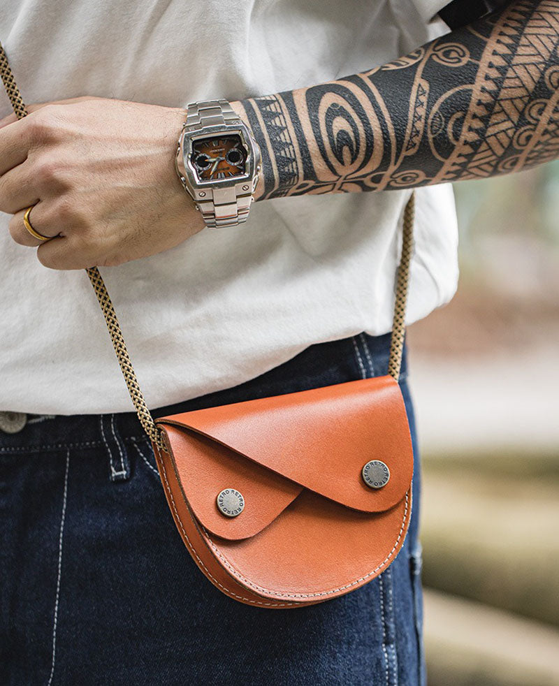 Retro Leather Saddle Bag Mini Crossbody Bag