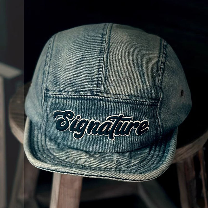 Retro Summer Short Brim Flip Hat Denim Baseball Cap
