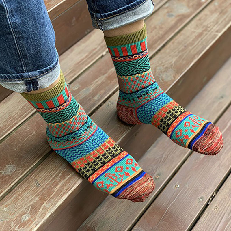 Men's Retro Ethnic Style Wool Socks（5 Pairs 5 color)