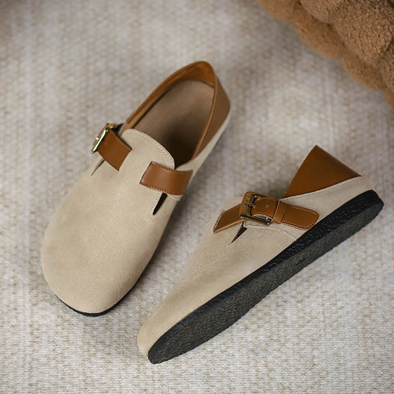 Retro Leather Large Size Flat and Soft Soles Casual Shoes