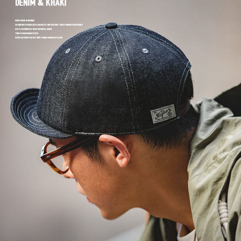 Retro Flip Hat Adjustable Short Brimmed Baseball Cap