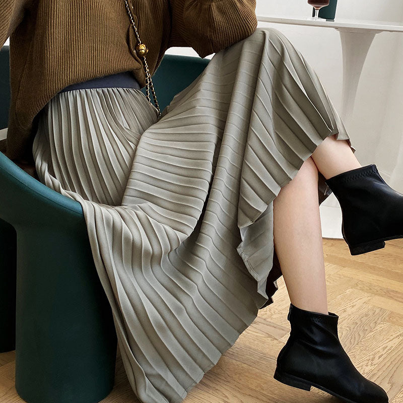 High Waist Pleated Skirt