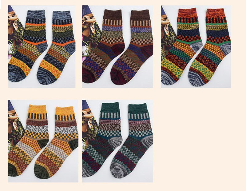 Men's Retro Ethnic Style Wool Socks（5 Pairs)