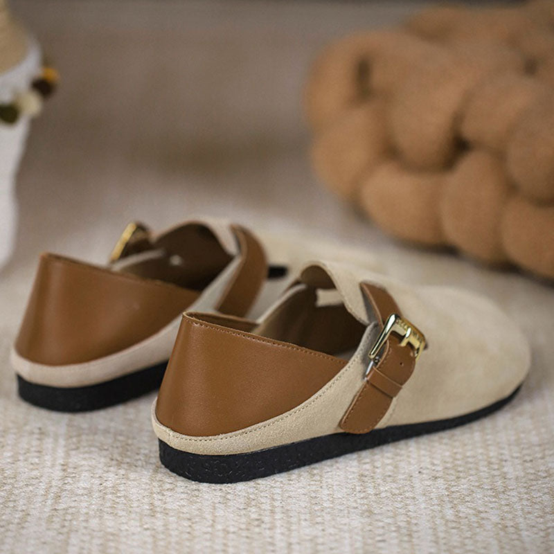 Retro Leather Large Size Flat and Soft Soles Casual Shoes