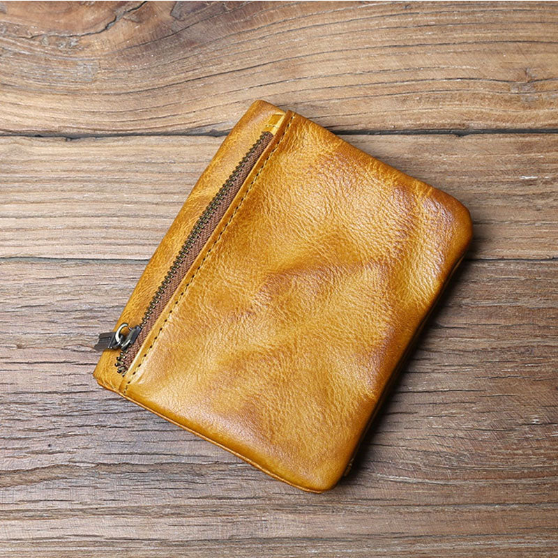 Retro Genuine Leather Handmade short Wallet