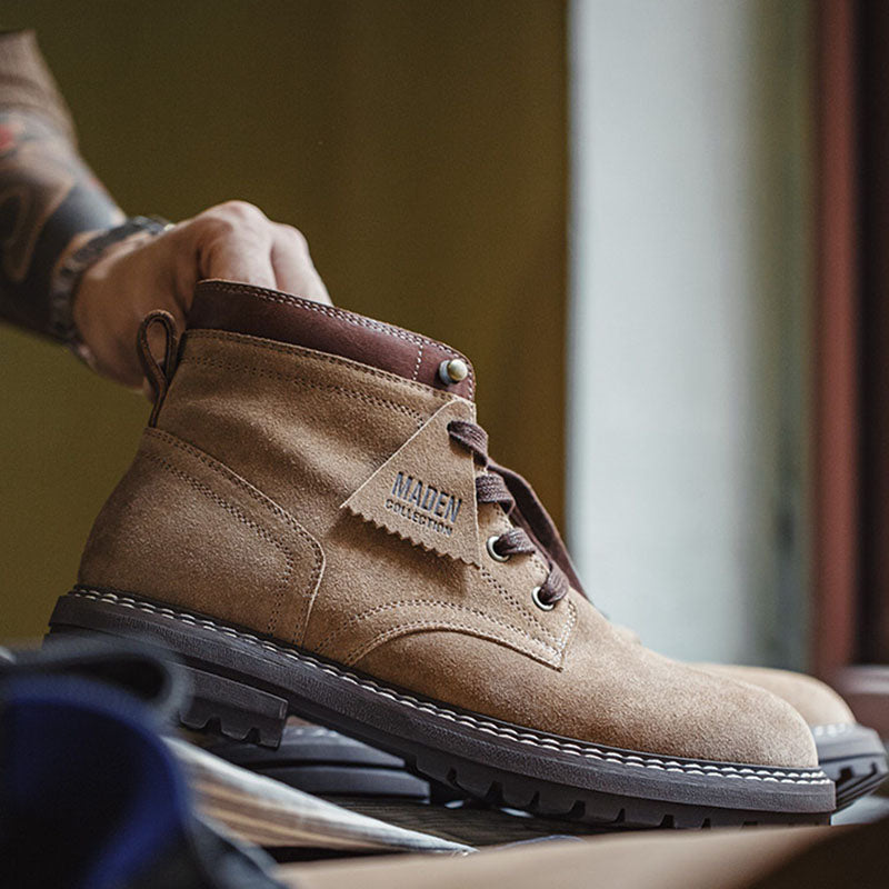 Retro Genuine Leather Middle Cut Martin Boots