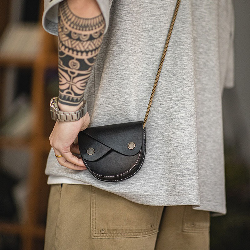 Retro Leather Saddle Bag Mini Crossbody Bag