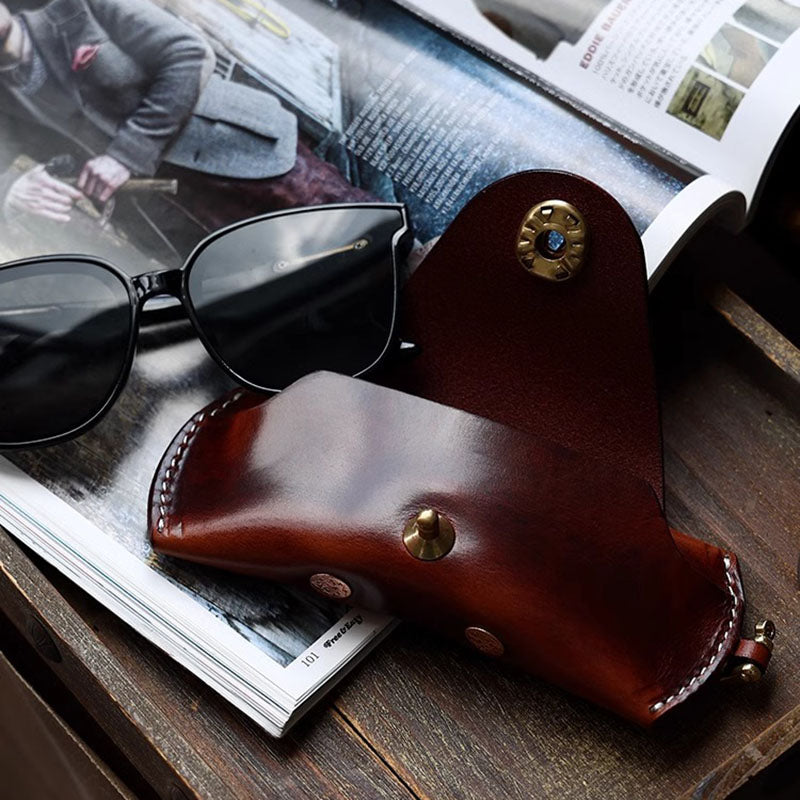 Retro Tanned Leather Glasses Case