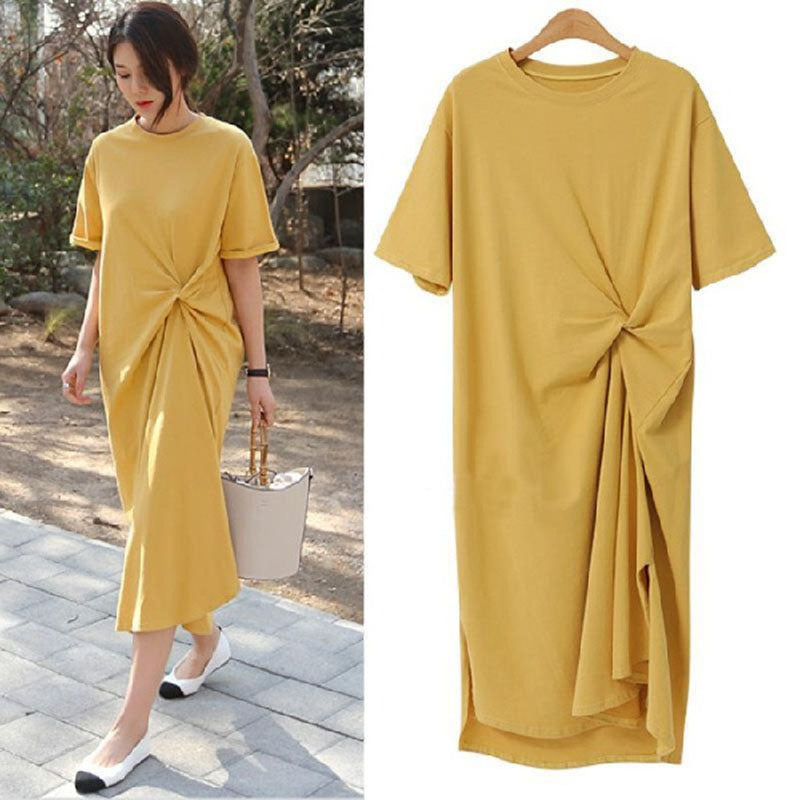 Pure Color Loose Casual Dress Summer