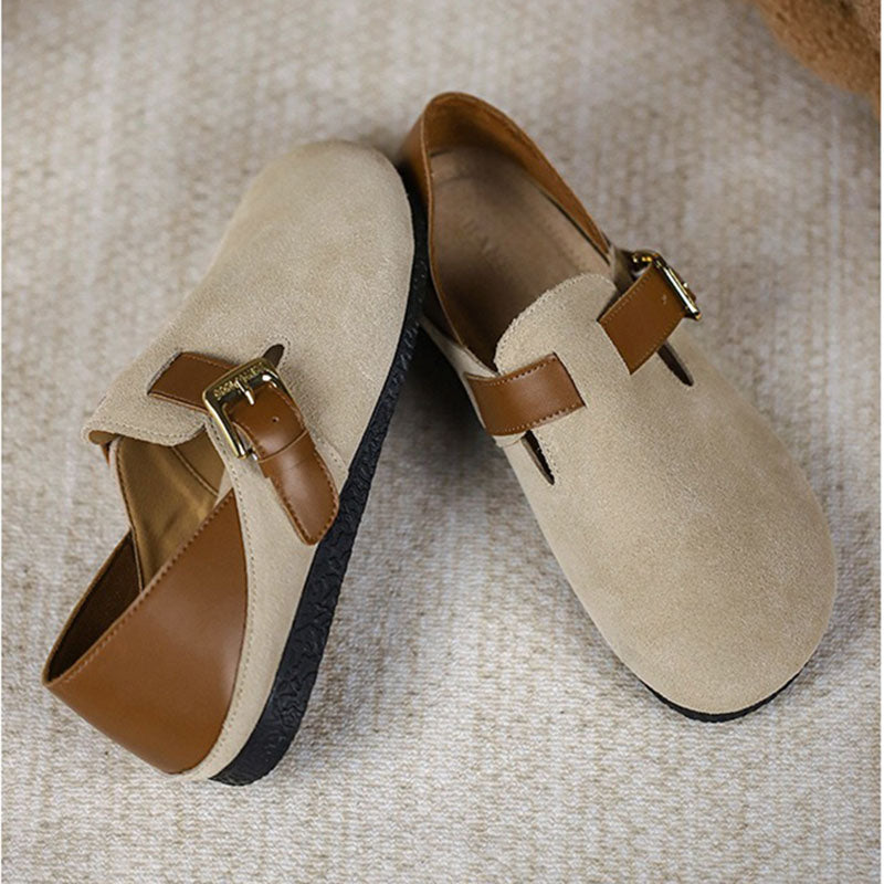 Retro Leather Large Size Flat and Soft Soles Casual Shoes