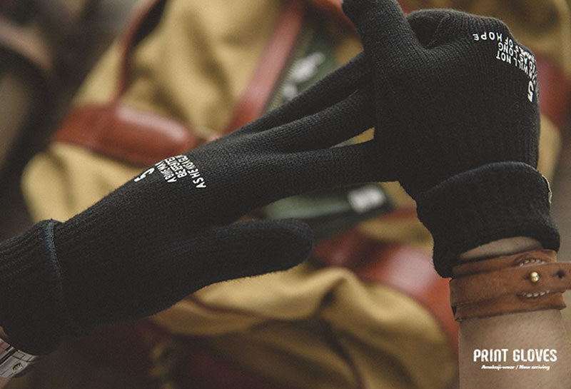 Retro Knitted Print Riding Gloves